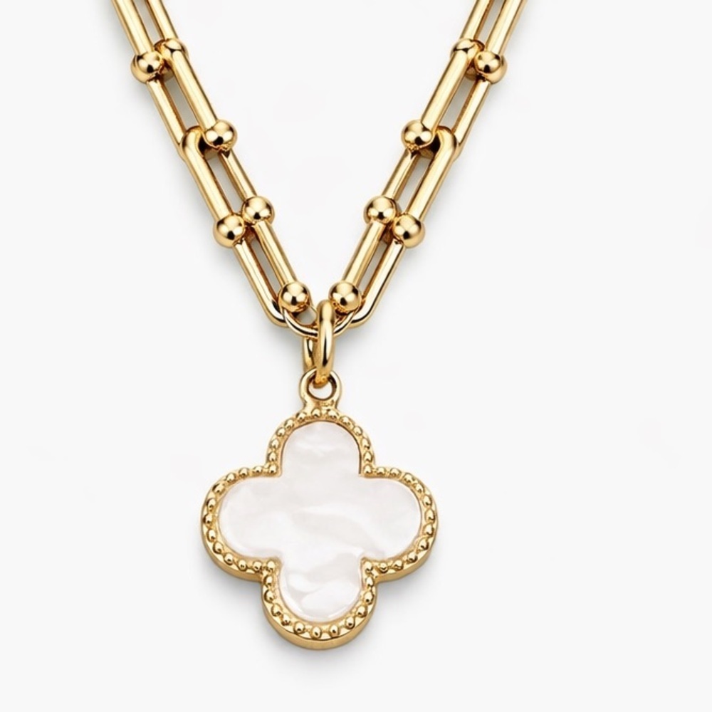 Clover Hardware Necklace - G- WH (7206) - Picture 3 of 6